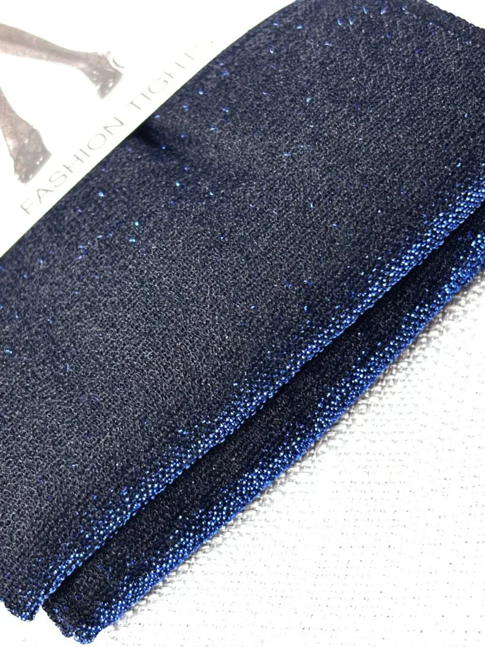 Leg Avenue #7120 Dark Royal  Blue Sparkle Shimmer Lurex Fashion Tights NWT NOS